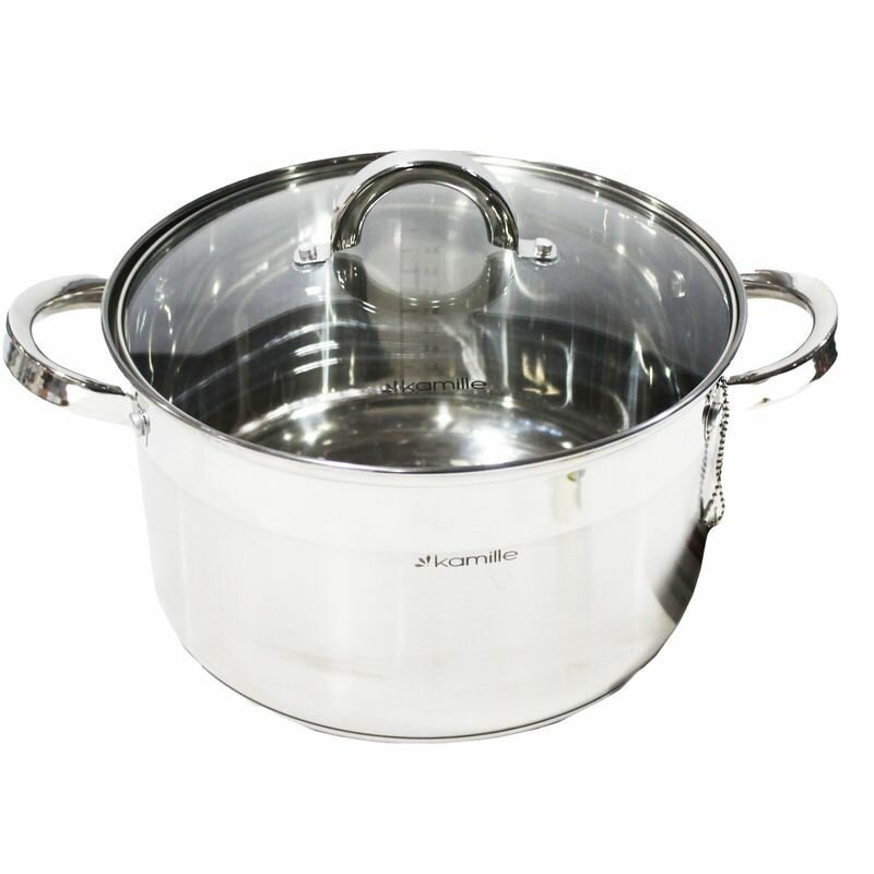 фото Кастрюля Kamille 6,5л из нержавеющей стали с крышкой