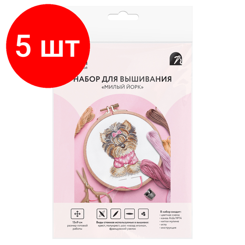 Комплект 5 шт Набор для вышивания крестиком ТРИ совы Милый Йорк 139см пакет с европодвесом 2596₽