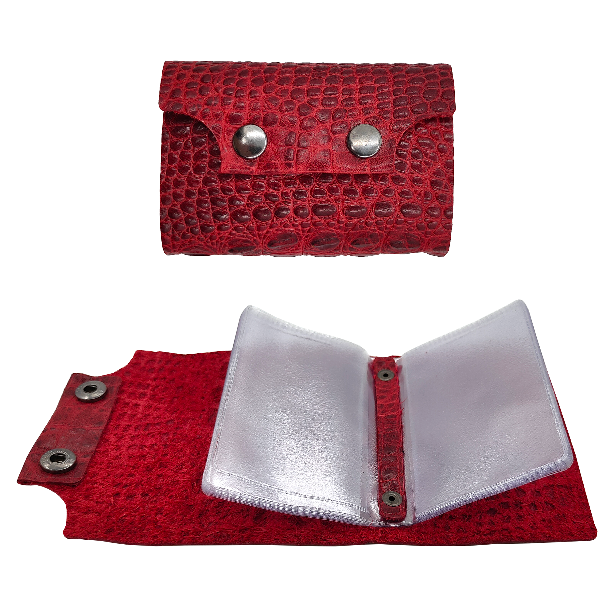 Визитница Shiva leather, фактура под рептилию, красный