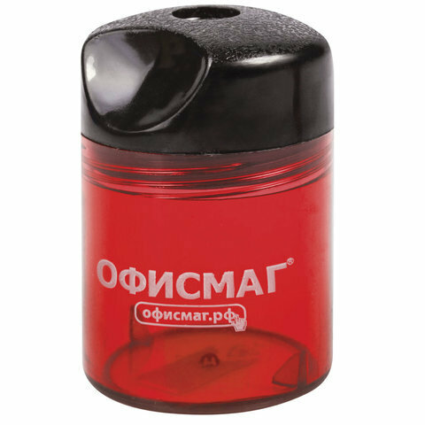 12 шт. Точилка офисмаг с контейнером, пластиковая, цилиндрическая, красная, 226940