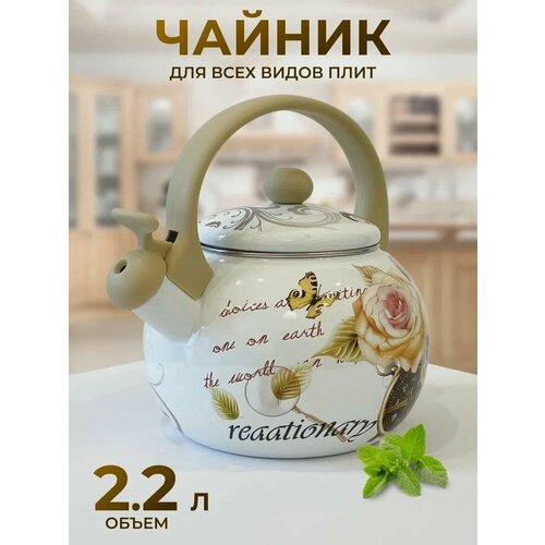 фото Эмалированный чайник со свистком для кухни rn-42 2,2 л linehaus