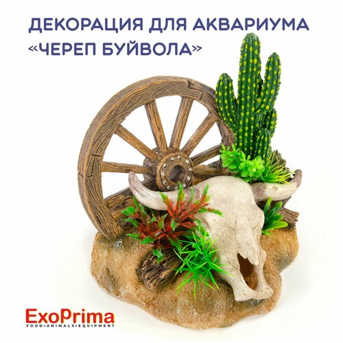Декорация для аквариума EXOPRIMA " Череп буйвола", 17х13,5х16.5 см
