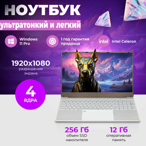 Ноутбук для работы и учебы 156 Intеl Сеlеrоn J4125 RAM 12 ГБ SSD 256 ГБ Windows 10 Pro 2447000₽