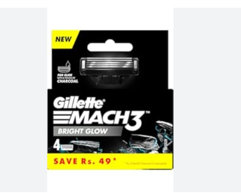 Сменные кассеты Gillette Blades Mach3 Bright Glow Charcoal, 4 шт в упаковке. — фото 1