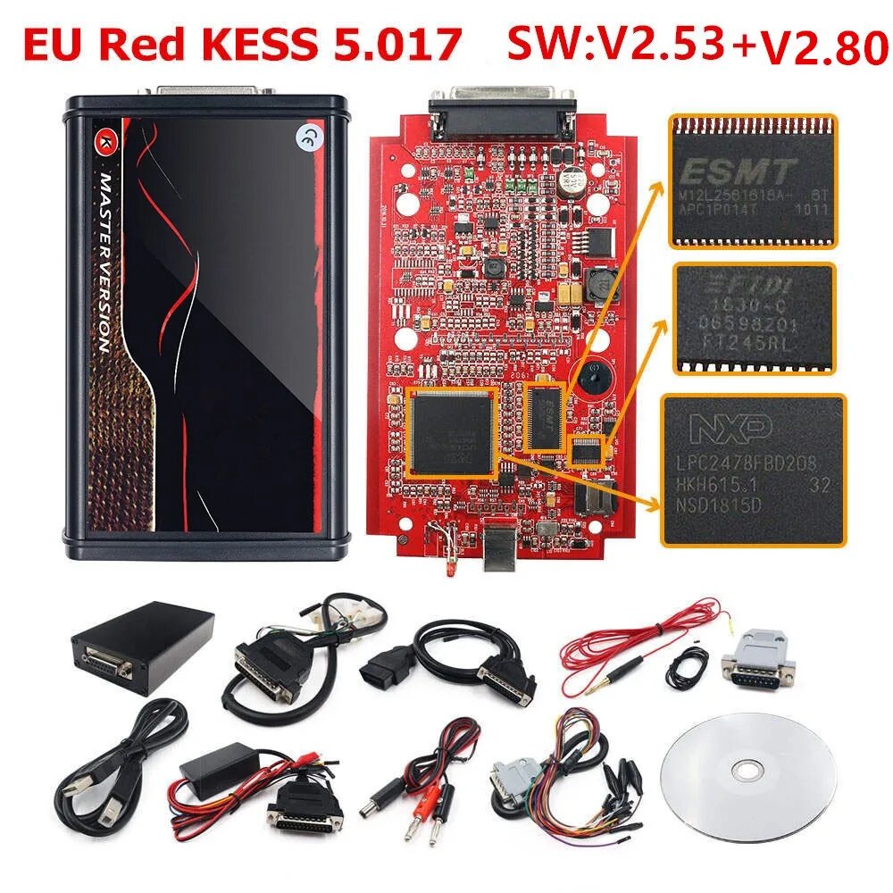 Top KESS V5.017 RED PCB K-T. V7.020 4-LED Master K-TAG 2.25 7.020 LED BDM Frame ECU Chip Tuning Tool Kess 5.017 2.80 BDM Adapter