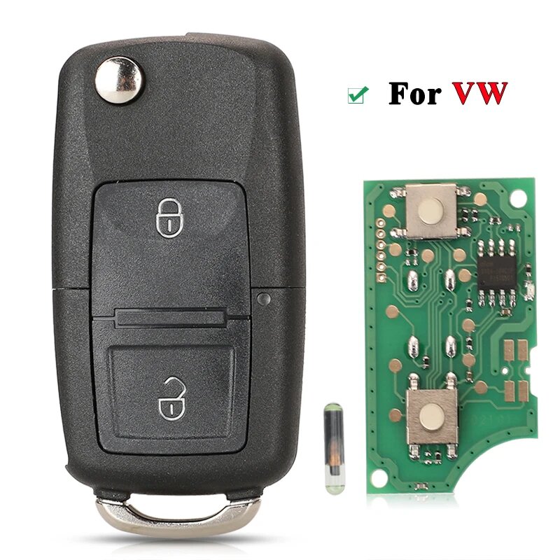 Jingyuqin 2BTN флип-брелок с дистанционным управлением для VW Bora Golf Polo Passat Touran Seat Skoda 434 МГц ID48 чип 1J 0959753 AG/ 1J 0959753 КТ, 1J0 959 753 CT, for VW Full Key, 1J0959753AG