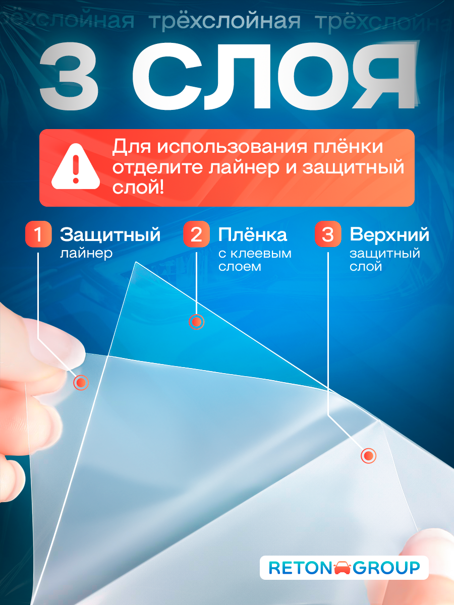 Бронированная пленка для авто. Антигравийная пленка для автомобиля, прозрачная ПВХ самоклеящаяся - 60х152 см
