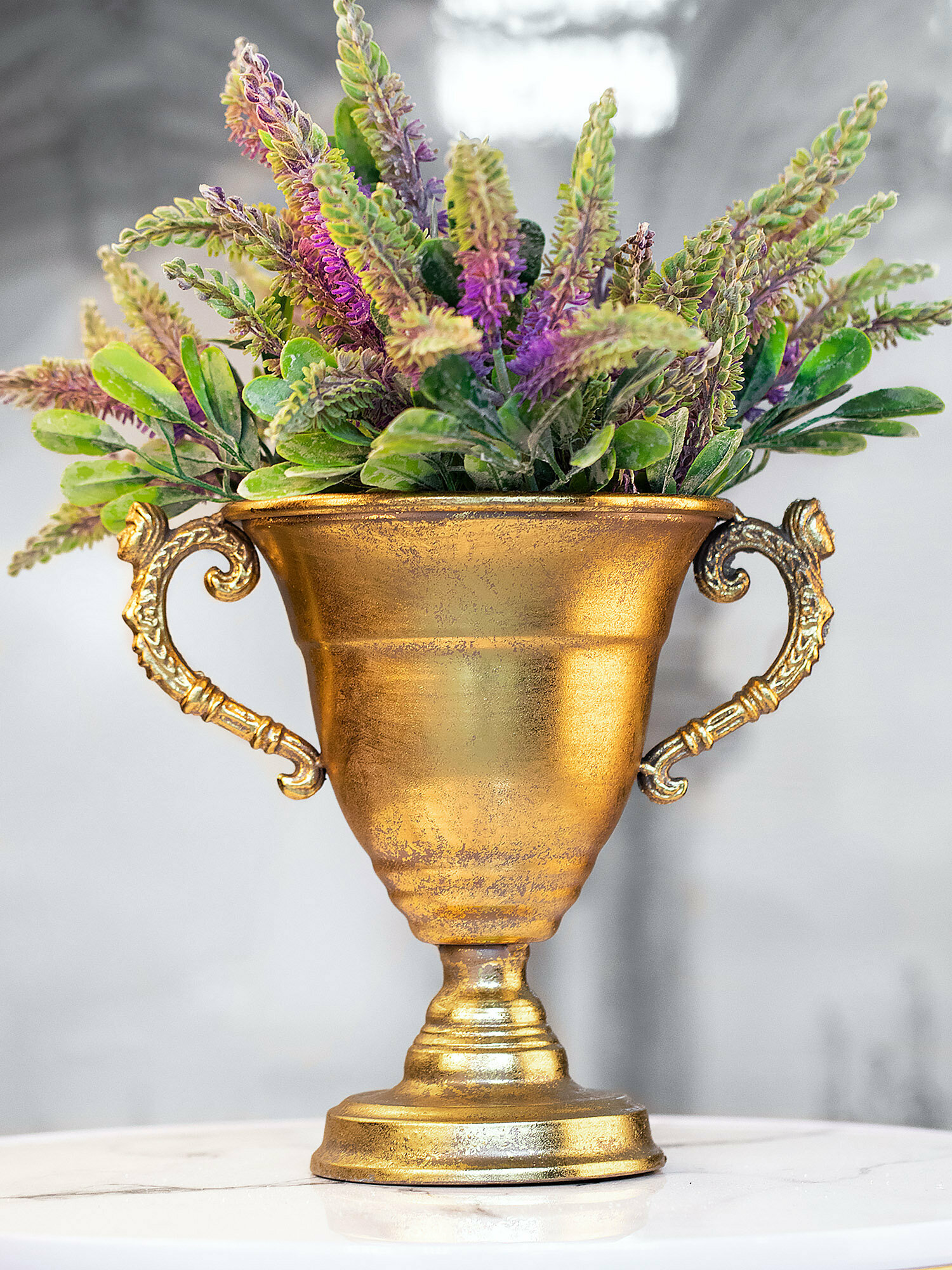 57-159 Ваза с ручками 27х20х25см, Железо, цвет золотистый, Glasar