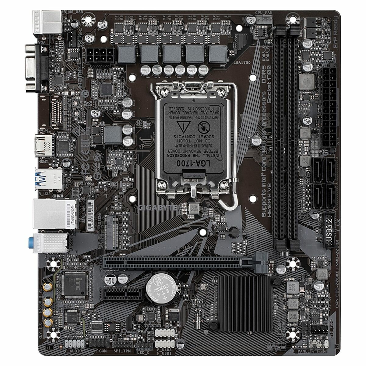 Материнская плата Gigabyte H610M H V2, LGA1700, Intel H610, Micro-ATX, RTL (H610M H V2) — фото 1