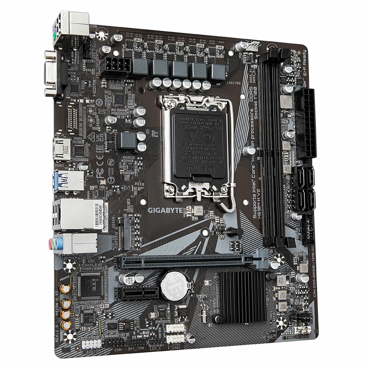 Материнская плата Gigabyte H610M H V2, LGA1700, Intel H610, Micro-ATX, RTL (H610M H V2) — фото 1