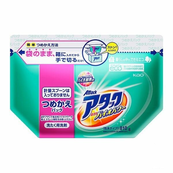 KAO Attack Highly Active Bio Power Универсальный концентрированный стиральный порошок, с био-ферментами, 810 гр, 1 штука.