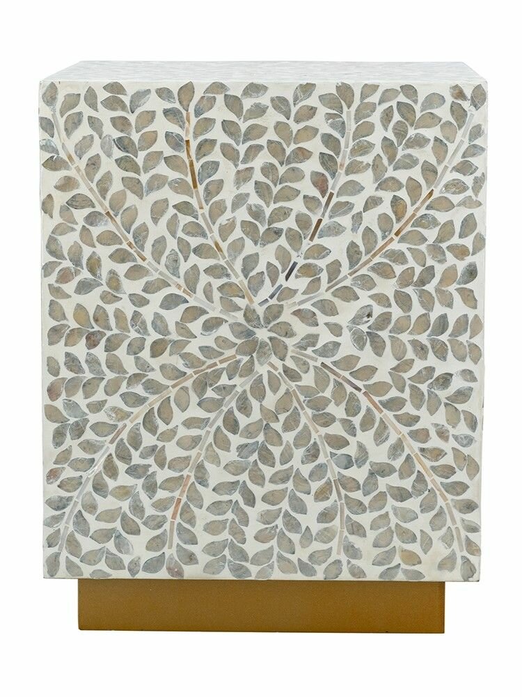 Обзор: D5603 Столик акцентный с отделкой раковинами устриц 35х35х45см, Glasar