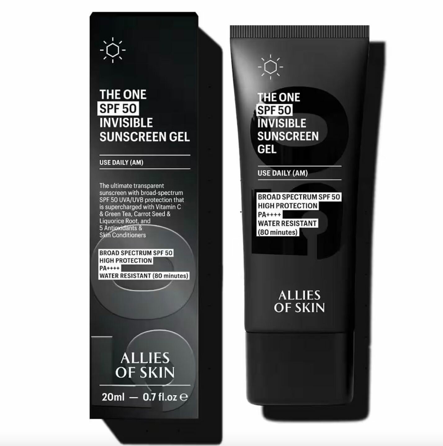 Allies of Skin Тревел Невидимый солнцезащитный СПФ гель для лица 50 The One SPF50 Invisible Sunscreen Gel 20 ml