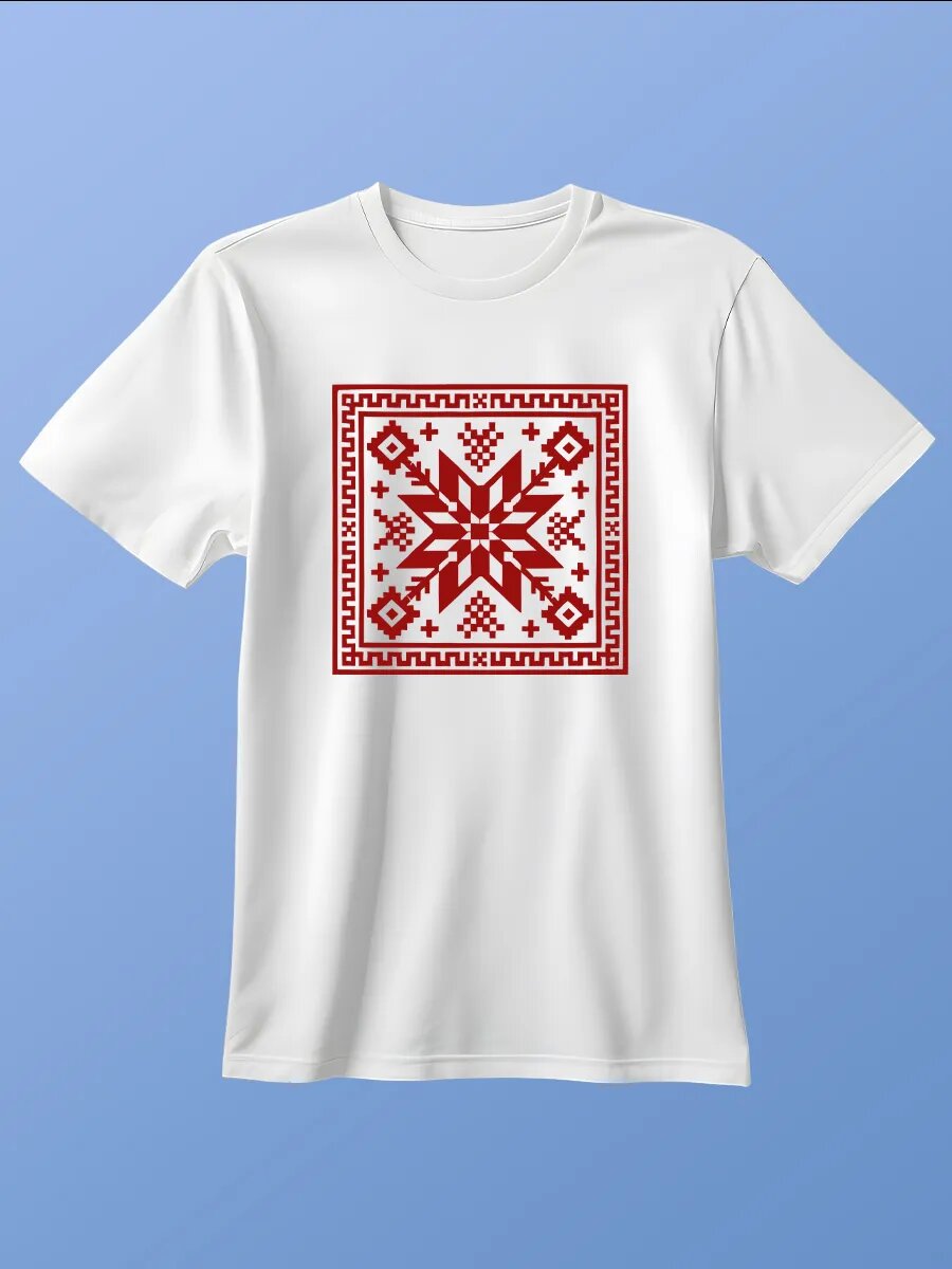 Футболка с принтом в стиле вышиванка этно орнамент