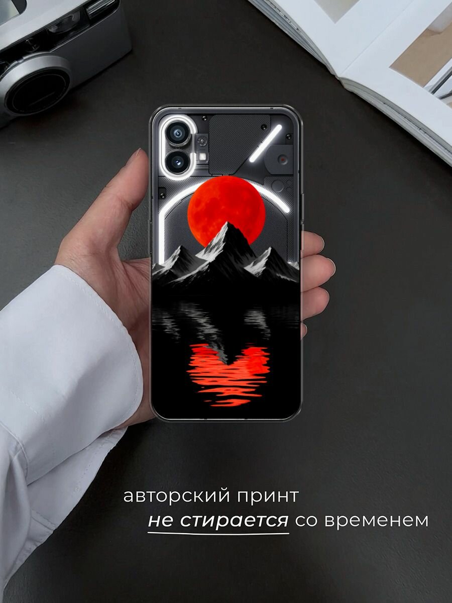 Чехол на Nothing Phone 1 / Нафинг Фон 1 с принтом Черная гора, прозрачный — фото 1