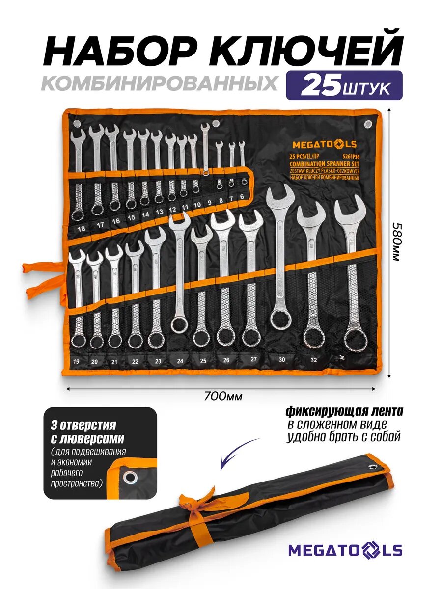 Набор ключей комбинированных 25 предметов