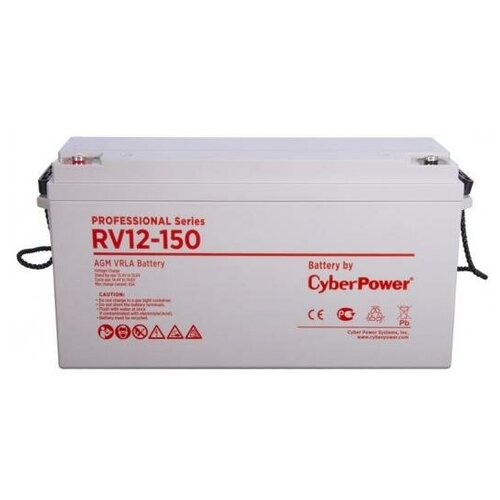 Батарея CyberPower Battery Professional series RV 12-150, voltage 12V, capacity (discharge 20 h) 151.6Ah, capacity (discharge 10 h) 152.5Ah, max. discharge current (5 sec) 1000A, max. charge current 45A, lead-acid type AGM, terminals under bolt M8, LxWxH