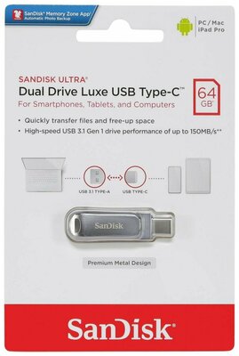 Sandisk Clé USB Ultra Dual Luxe USB C 256GB Argenté