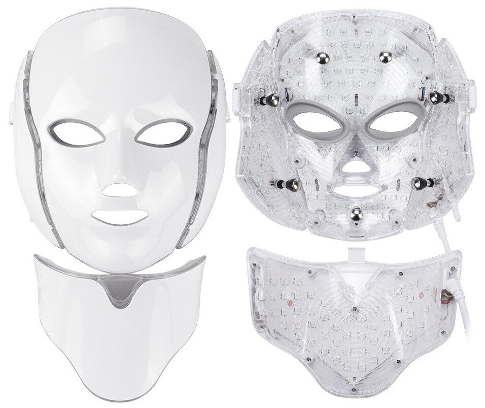 Светодиодная LED маска для светотерапии, омоложения и ухода за кожей лица и шеи с 7 спектральными цветами - фотография № 4