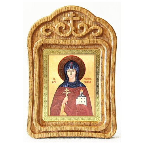 Преподобная Евфросиния Полоцкая, икона в резной деревянной рамке преподобная евфросиния полоцкая икона в широкой рамке 19 22 5 см