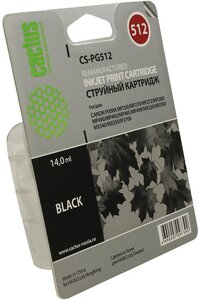 Картридж Cactus CS-PG512, совместимый, черный, для Canon PIXMA-iP2700 / iP2702 / MP230 / MP240 / MP250 / MP252 / MP260 / MP270 / MP272 / MP280 / MP282 / MP480 / MP490 / MP492 / MP495 / MP499 / MX320 / MX330 / MX340 / MX350 / MX360 / MX410 / MX420