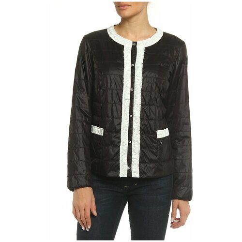 Куртка  Stella Guardino демисезонная, укороченная, силуэт прямой, стеганая, карманы, размер 46/L, черный, белый