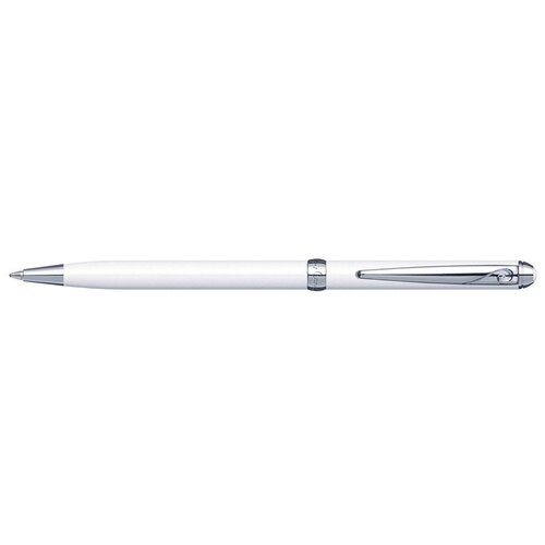 Ручка шариковая PIERRE CARDIN SLIM, корпус латунь лакированная, отделка сталь и хром, белая