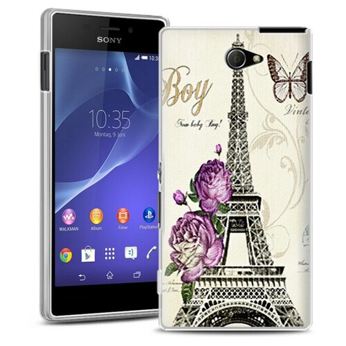фото Панель-чехол-накладка mypads для sony xperia m2 aqua d2403 ультра-тонкая полимерная из мягкого качественного силикона с тематикой париж