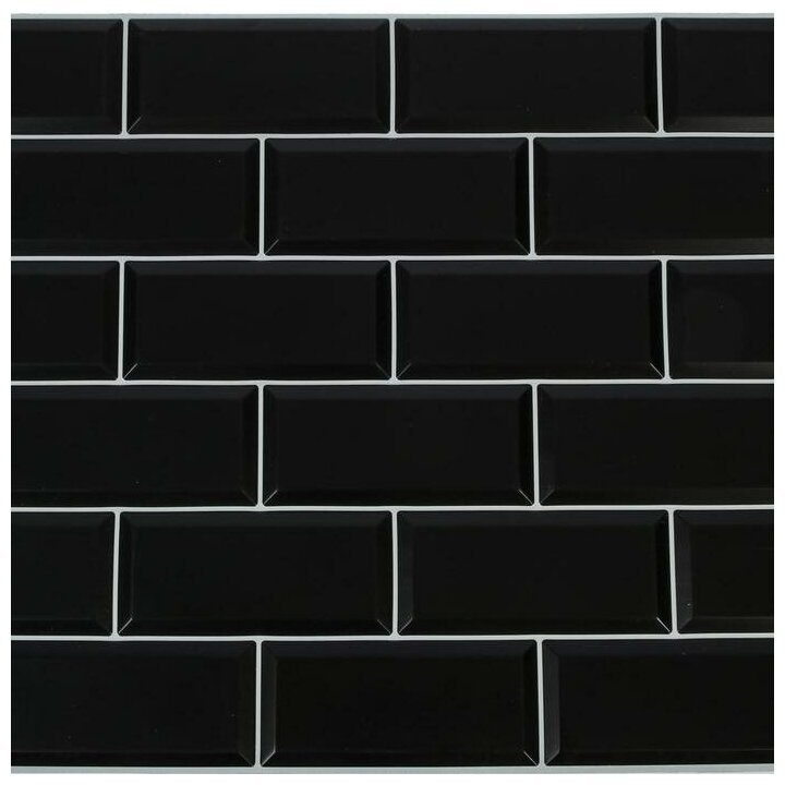 Панель ПВХ Блок чёрный, белый шов 966х484В наборе1шт - фотография № 2