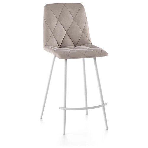 Стул полубарный Ричи, СтолБери, велюр бежевый, каркас белый, антикоготь, 1 шт.