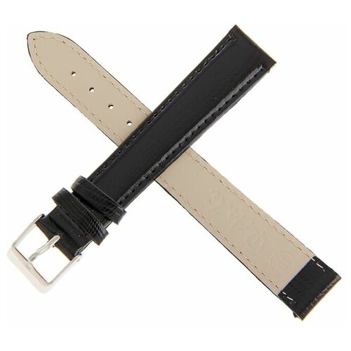 фото Ремешок для часов, мужской, 18 мм, фактура ящерица, черный, удлиненный ardi