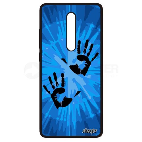 фото Противоударный чехол на мобильный // xiaomi mi 9t pro // "отпечаток ладони" радуга palm, utaupia, голубой