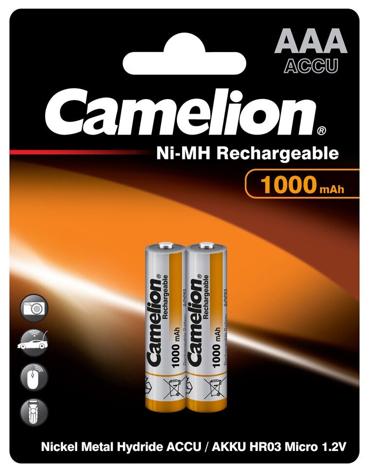 Аккумулятор ААА-1000mAh Ni-Mh BL-2 1,2В Camelion (2 шт) (160.50р / шт)