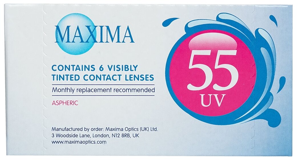 Контактные линзы Maxima 55 UV R 8.6, D -6.5, DIA 14.2, 6 линз