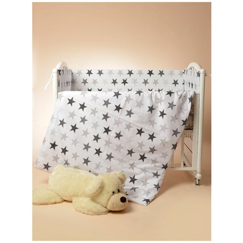 Бортик для детской кроватки Patrino Нежный сон (серый/принт звезда) Р-6-420