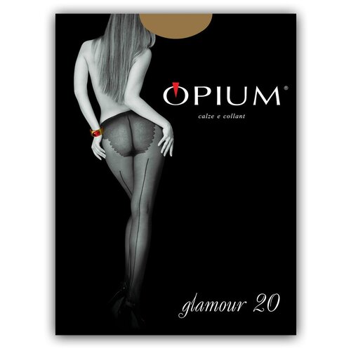 Женские шелковистые колготки OPIUM Glamour 20 den со швом/стрелкой сзади, размер 3