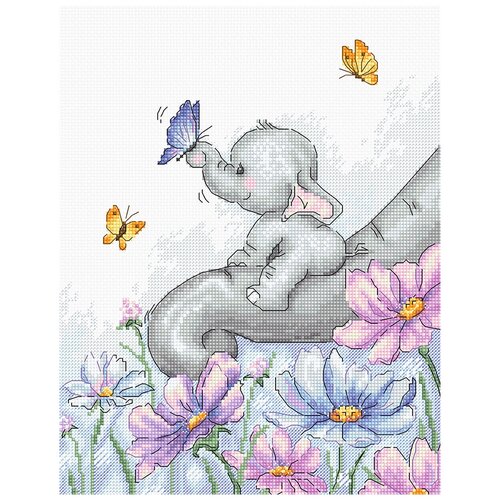 фото Набор для вышивания luca-s арт. b1183 слон с бабочкой 19х23 см