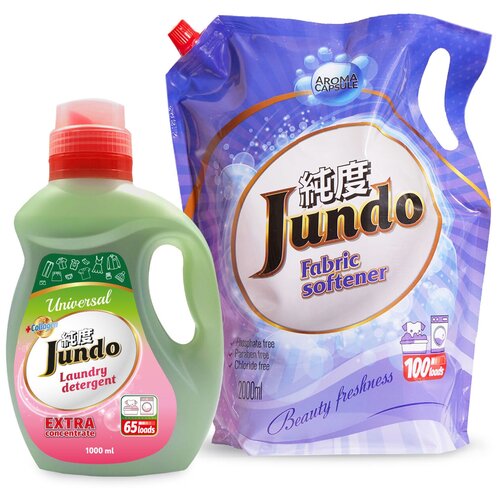 Jundo Концентрированный ный гель для стирки всех видов белья 1л. + Концентрированный кондиционер для стирки Beauty Freshnes 2л.(0135)