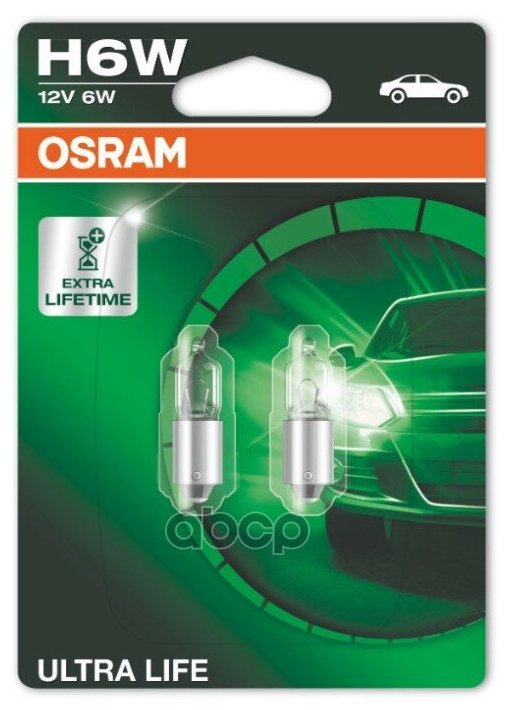 Лампа H6w 12v 6w Ultra Life Bax9s, Блистер 2 Шт. Osram арт. 64132ULT02B