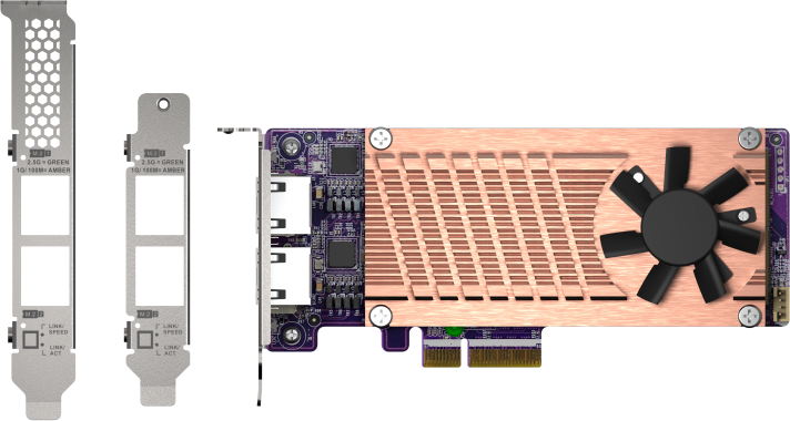 Плата расширения/ QNAP QM2-2P2G2T Expansion card 2 slots M2 2280 NVMe PCIe Gen3 x4 interface 2x 25 GbE BASE-T QM2-2P2G2T