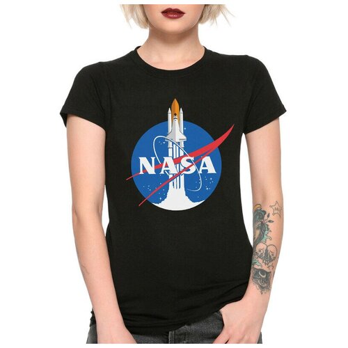 Футболка Design Heroes NASA Женская Черная XL