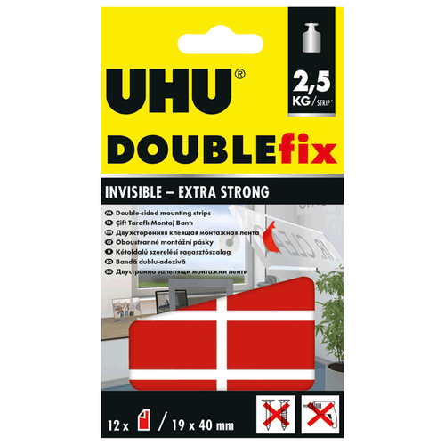 UHU Клеевые Подушечки DOUBLEfix Прозрачные для Стекла 12ШТ 19х40ММ БЛ 45515 .