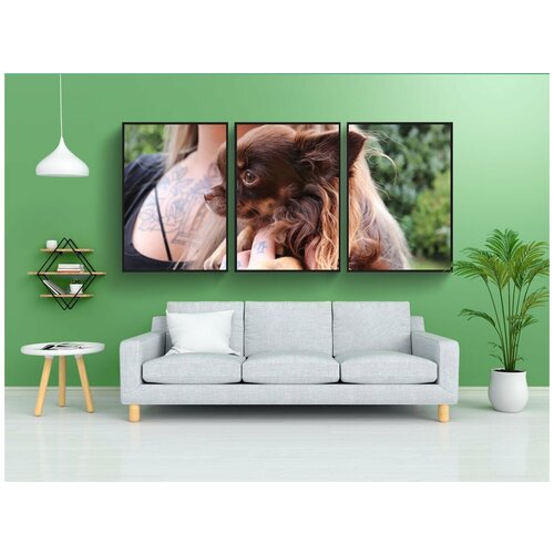 фото Набор модулных постеров для интерьера "животное, собака, девочка" 60x90 см. в тубусе, без рамки lotsprints