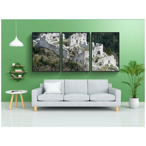фото Модульный постер "разорение, замок, эренберг" 180x90 см. из 3х частей в тубусе, без рамки lotsprints