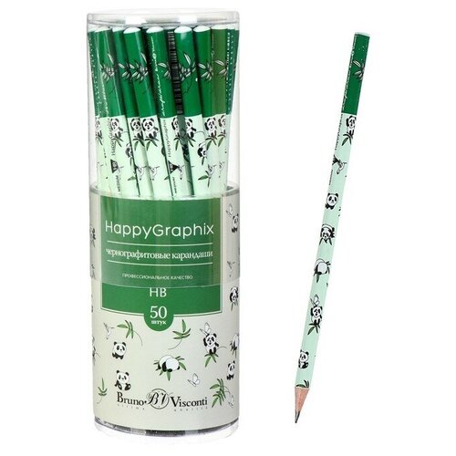 Карандаш чернографитный 2 мм Happy Graphix «Панды», НВ, трёхгранный