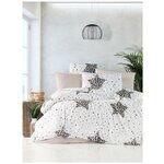 Комплект 2-х спального постельное белья ткань Ранфорс,100% хлопок, принт Звезда серая - изображение
