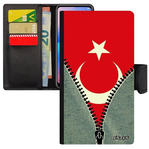 фото Противоударный чехол книжка для смарфона // iphone xr // "флаг турции на молнии" патриот государственный, utaupia, серый