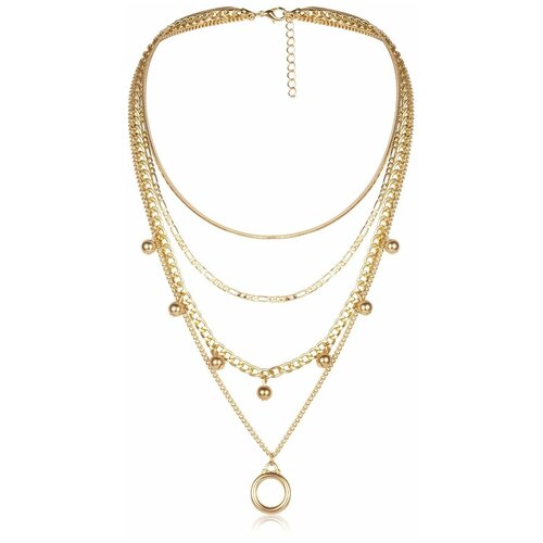 Колье многослойное с подвесками, под золото, 54 см
