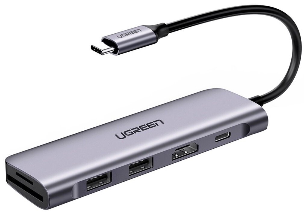 Ugreen Hub 5 In 1 USB-C, серый (70411)