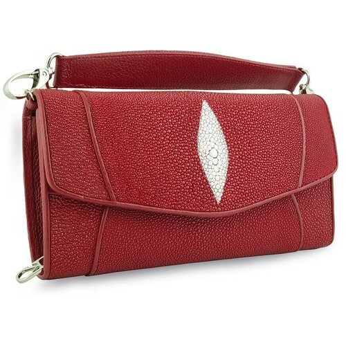 Оригинальная женская сумочка Exotic Leather из кожи ската красная